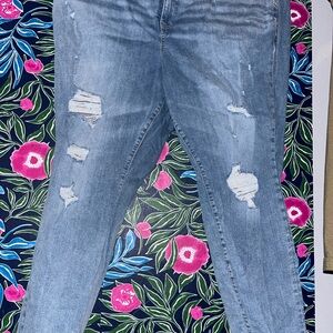 Torrid Blue Skinny Distressed Jeans